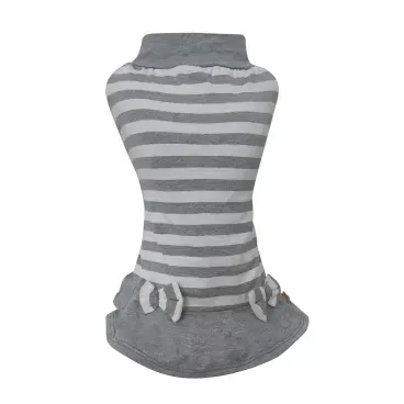 Vestido Listrado sem Manga  Cinza Fabrica Pet
